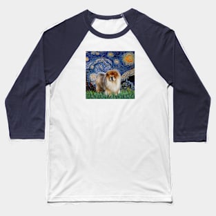 Starry Night Adapted to Include a Chow Chow Baseball T-Shirt